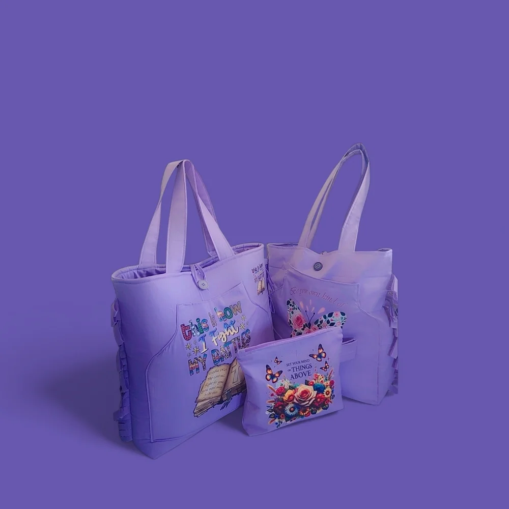 Vibrant Purple Floral Tote Bag Collection
